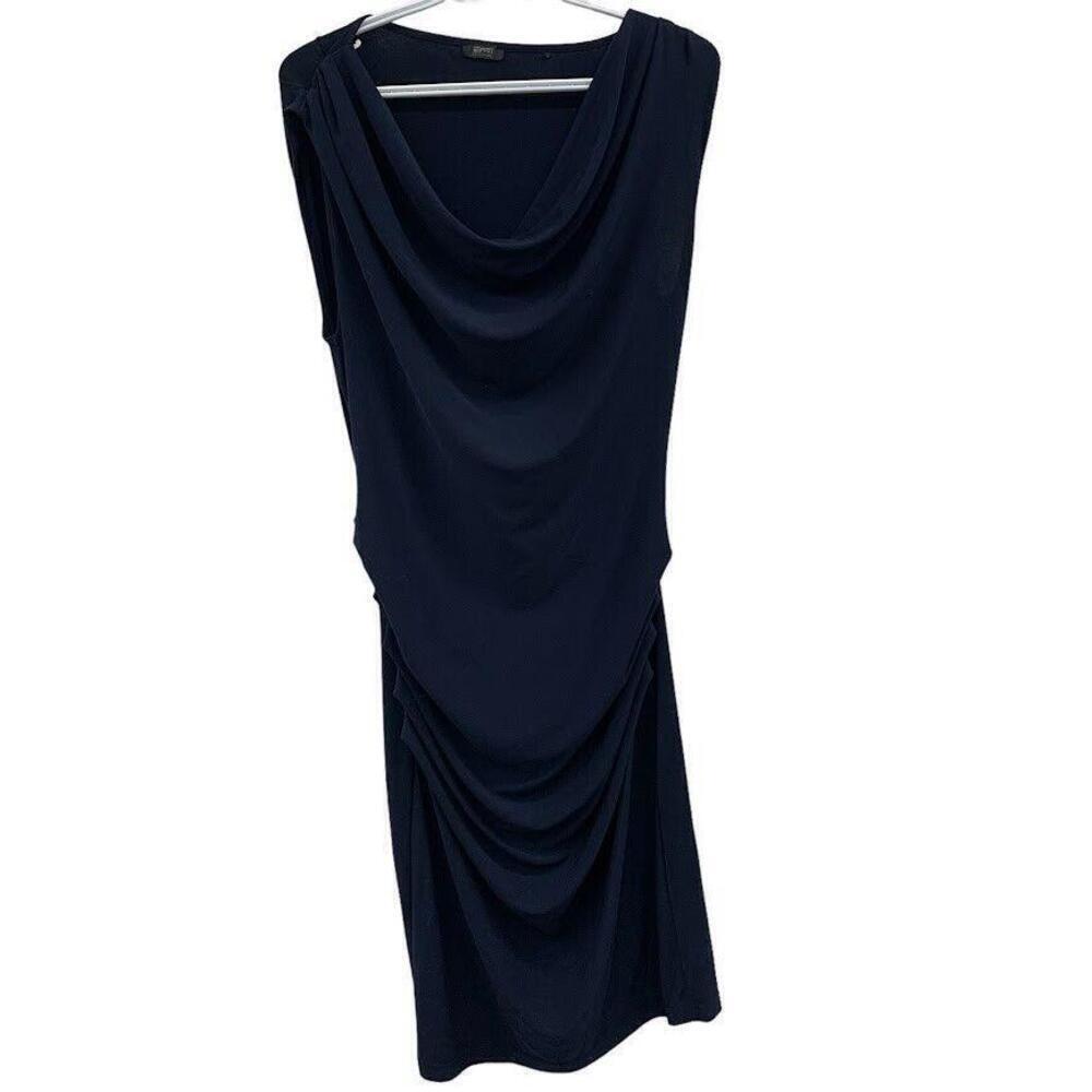 Esprit Womens Navy Sleeveless Cowl Neck Midi Dress Size Medium